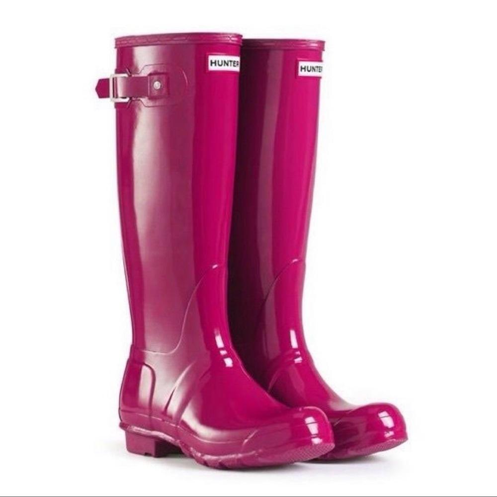 Hunter Tall Gloss Rain Boots 💗 magenta pink